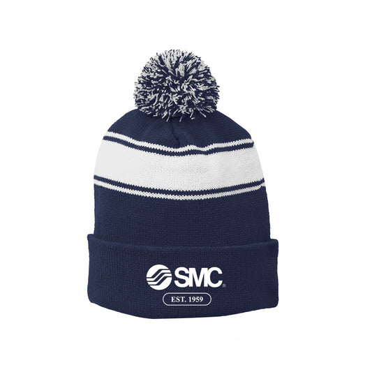 Sport-Tek Stripe Pom Pom Beanie